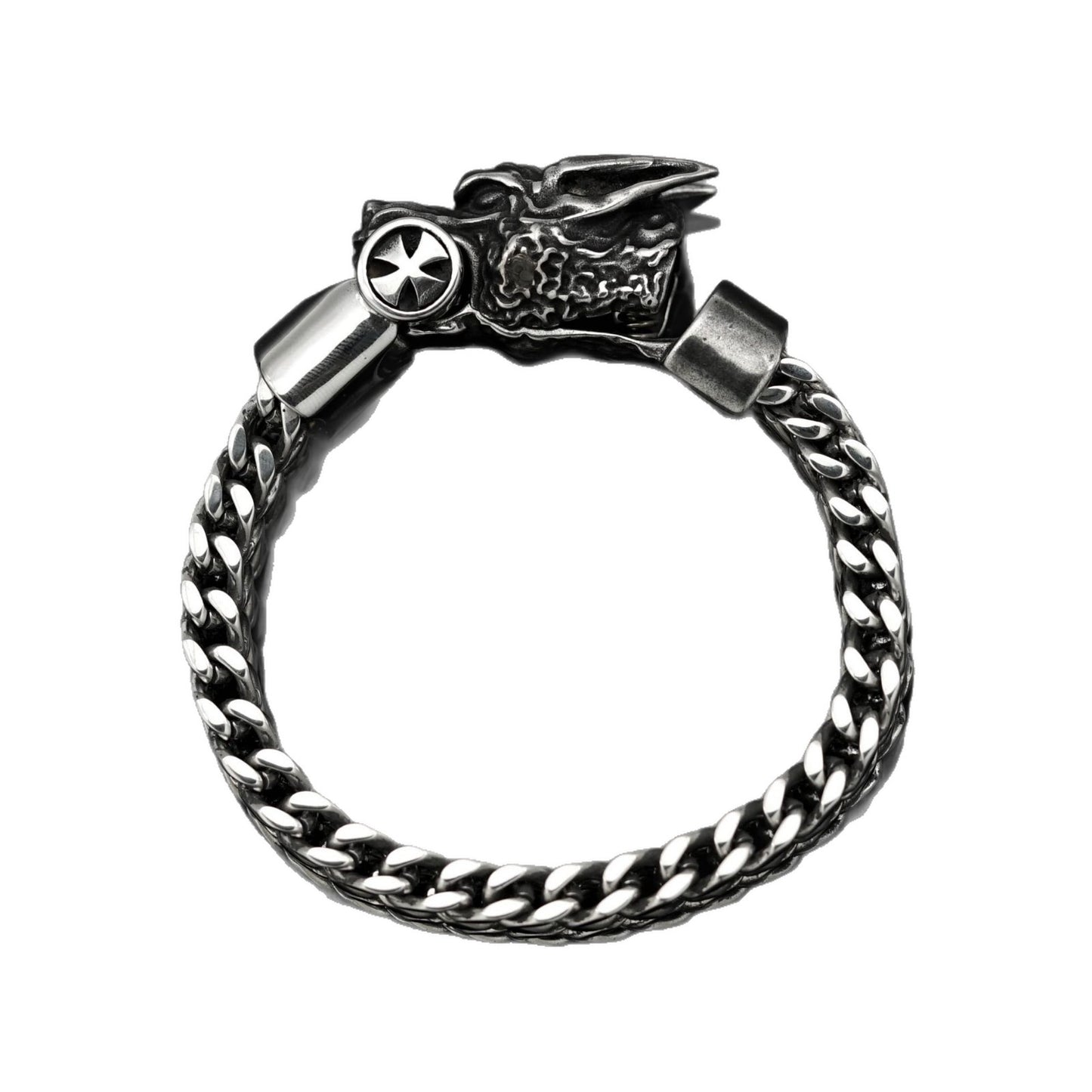 Planderful Nordic Viking Stainless Steel Mens Bracelet Double Layer Wolf Head Punk Style Unisex Accessory