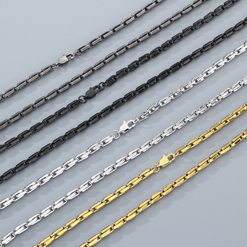 Japanese Buckle Necklace And Bracelet Set Titanium Steel Men