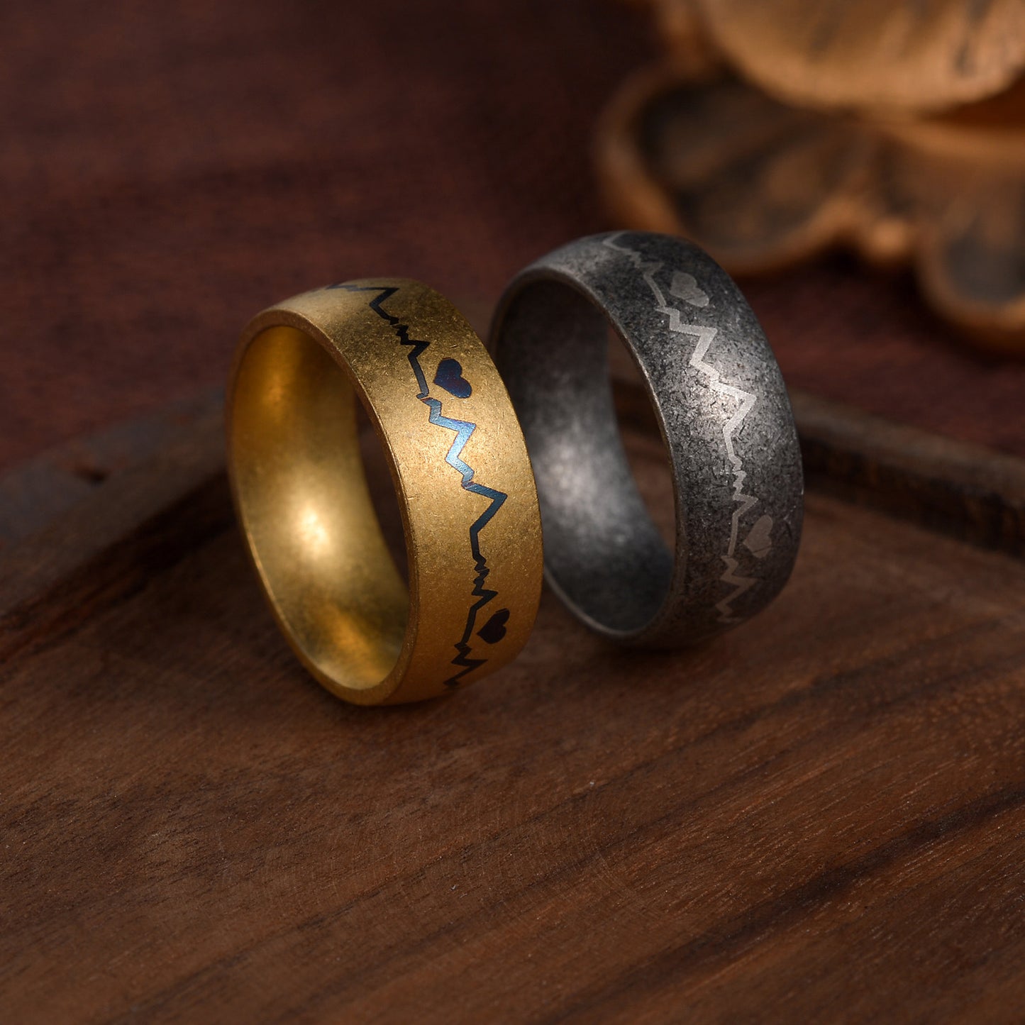 Planderful Heartbeat Ring ECG Couple Jewelry Unisex Protection Stainless Steel Titanium Ring