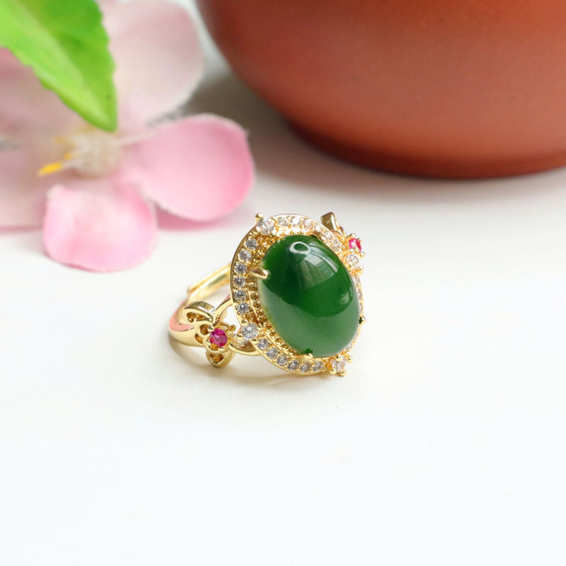 Hetian Jasper Statement Ring