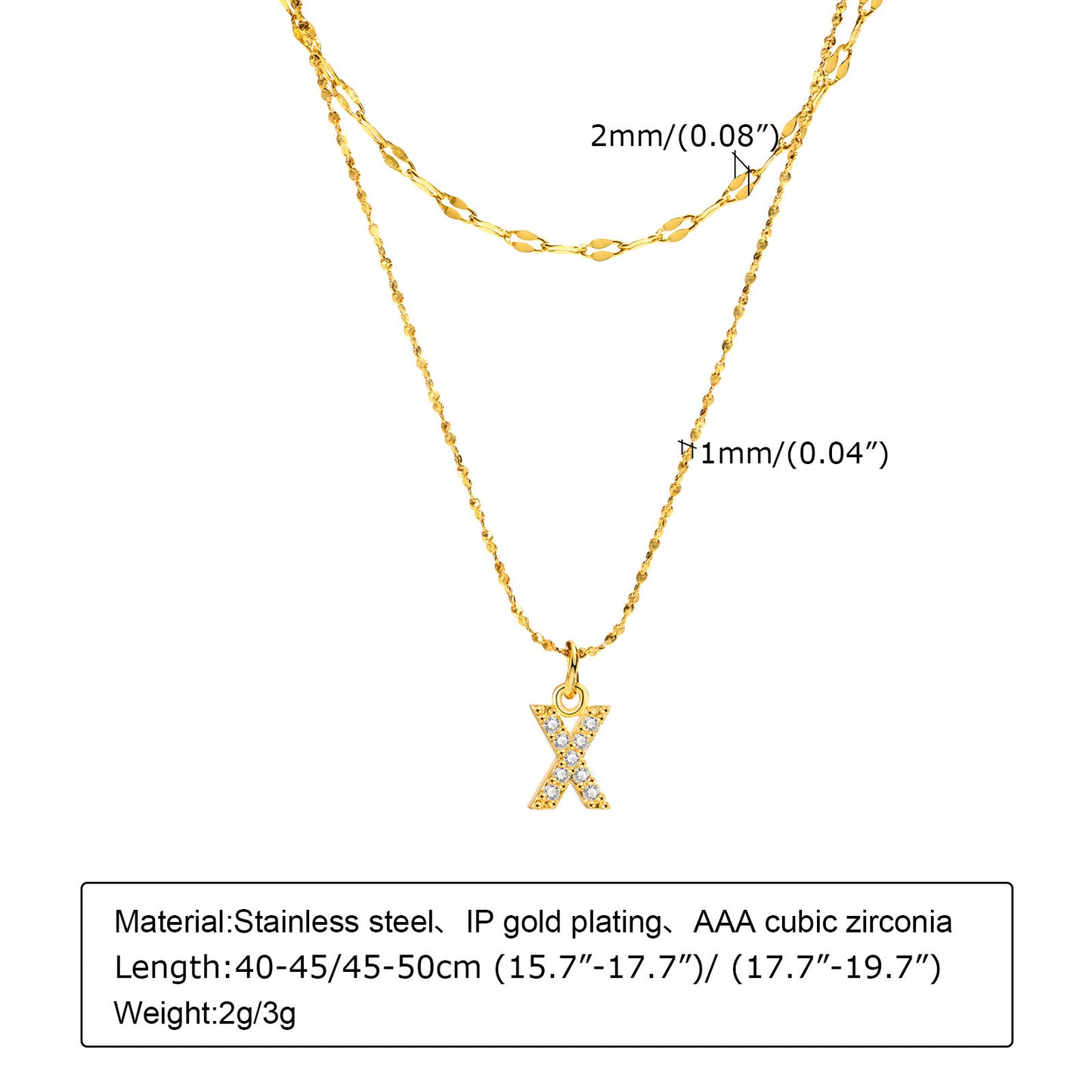 Stainless Steel 26-Letter Zircon Necklace Set for Summer Fashion