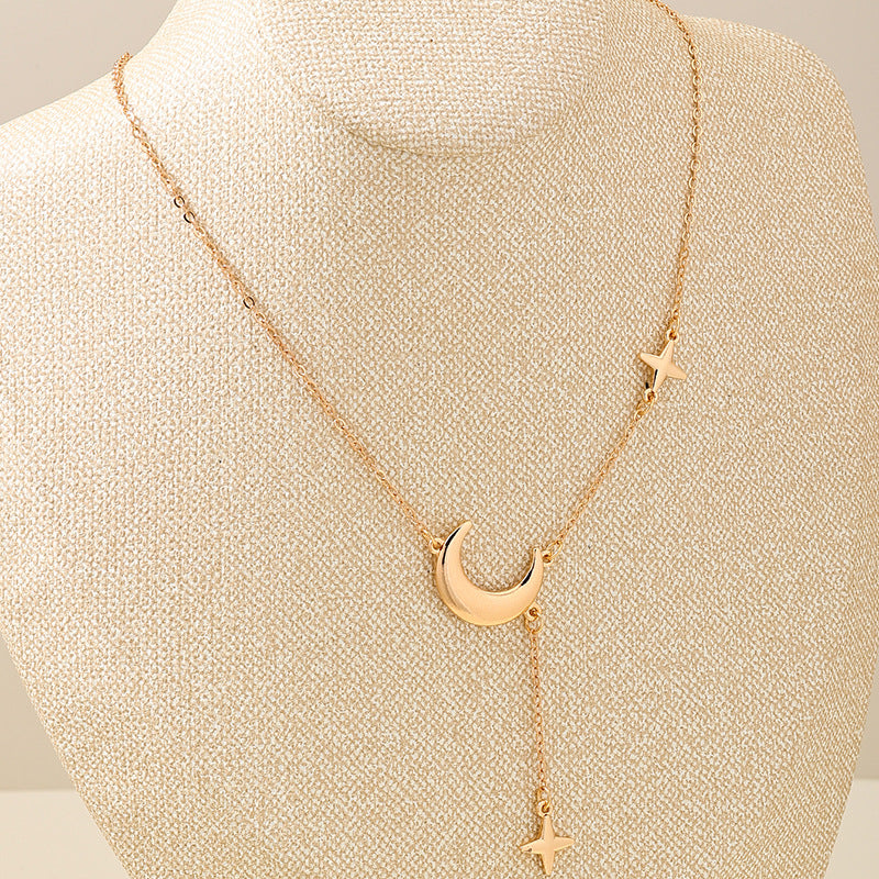 Planderful Vienna Verve Necklace – Chic Metal Gold Moon Star Design