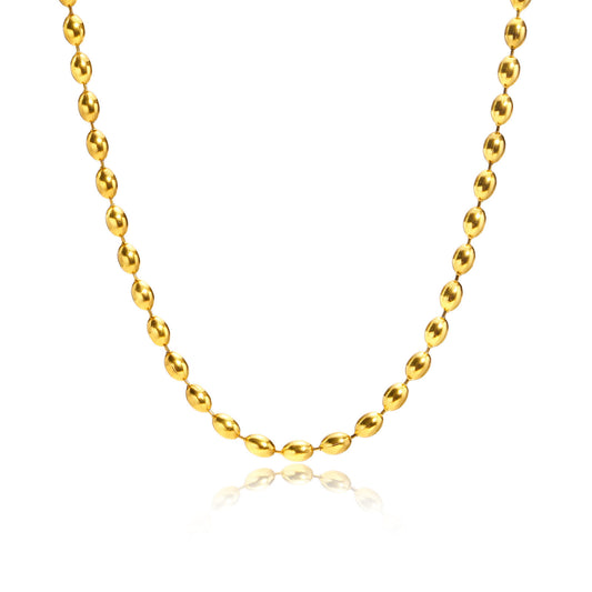 Stainless Steel Bead Necklace Ladies – Rugby Bead Chain Necklace Gold