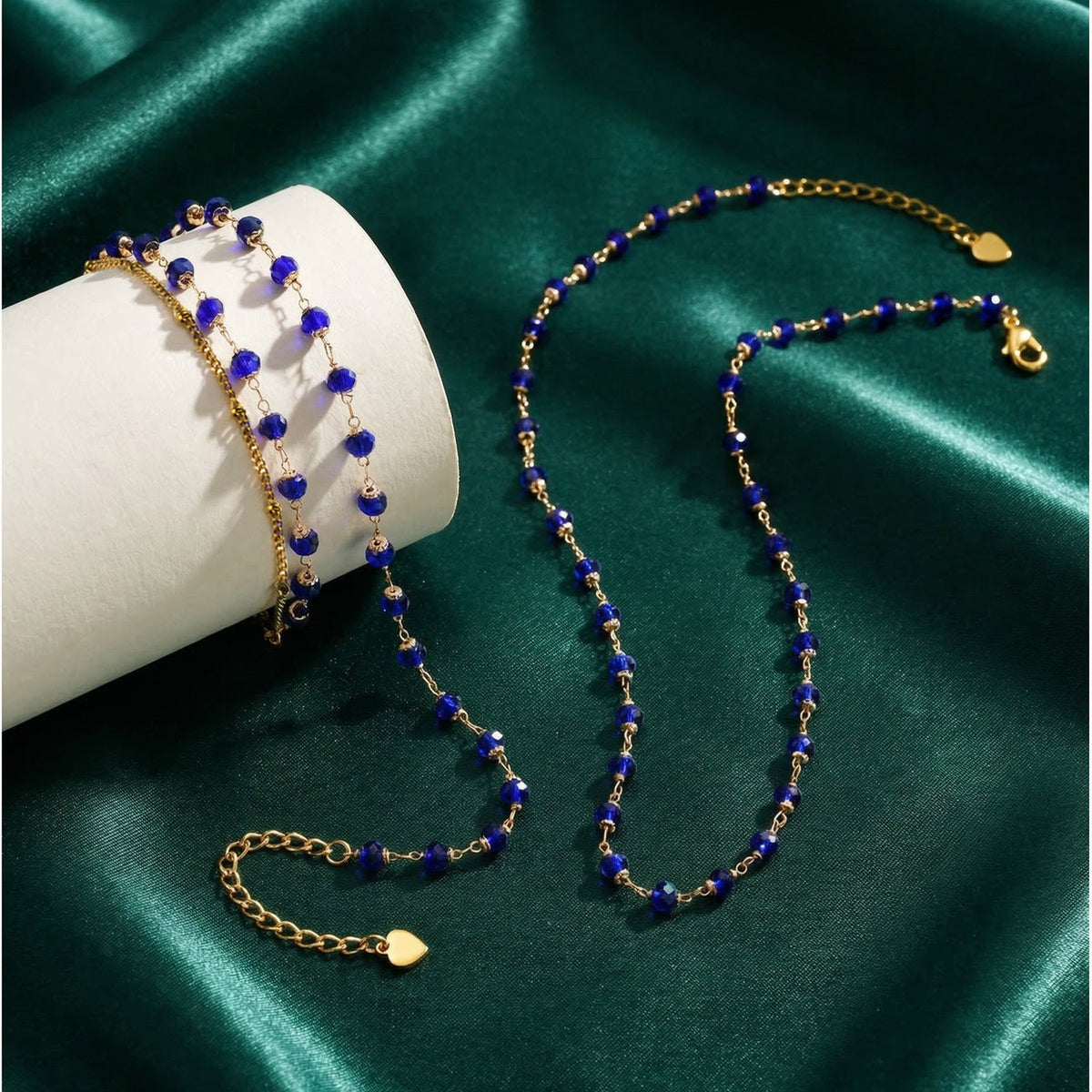 Beaded Chain Jewelry Collection – Bracelet, Anklet & Necklace