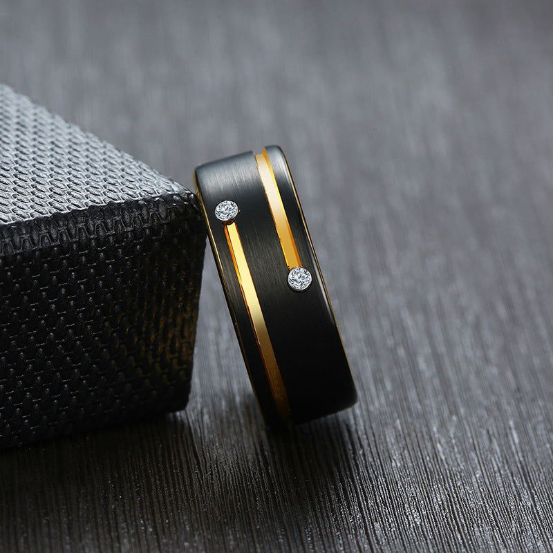 European And American Trendy Men's Ring Black Gold Wholesale