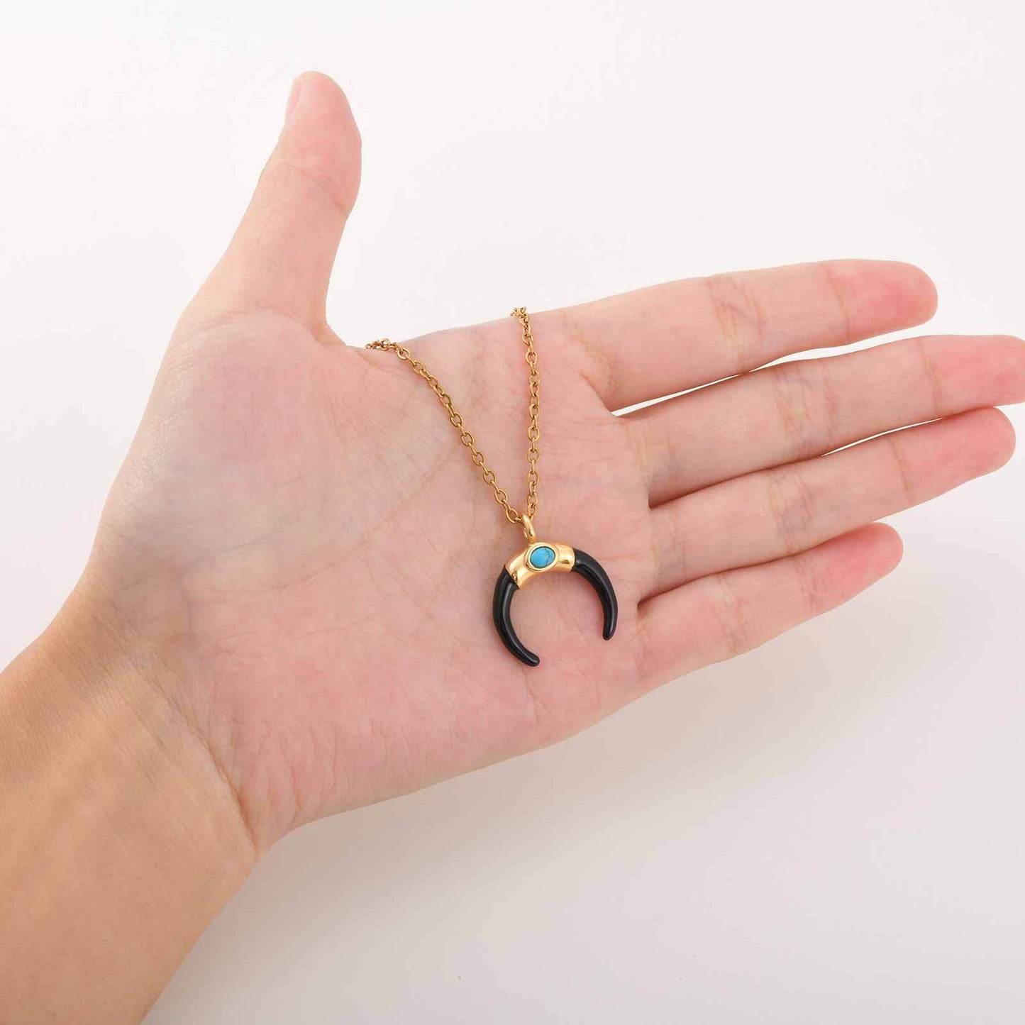 Planderful Stainless Moon Pendant Necklace Unisex Crescent