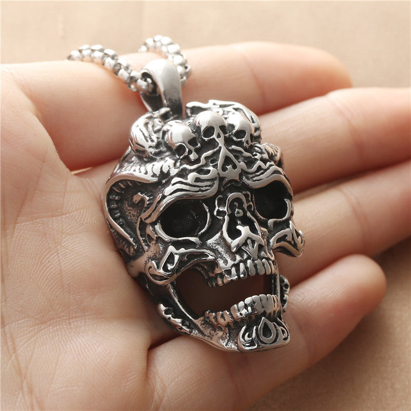Personalized Titanium Steel Skull Pendant Necklace for Men - Retro Punk Style