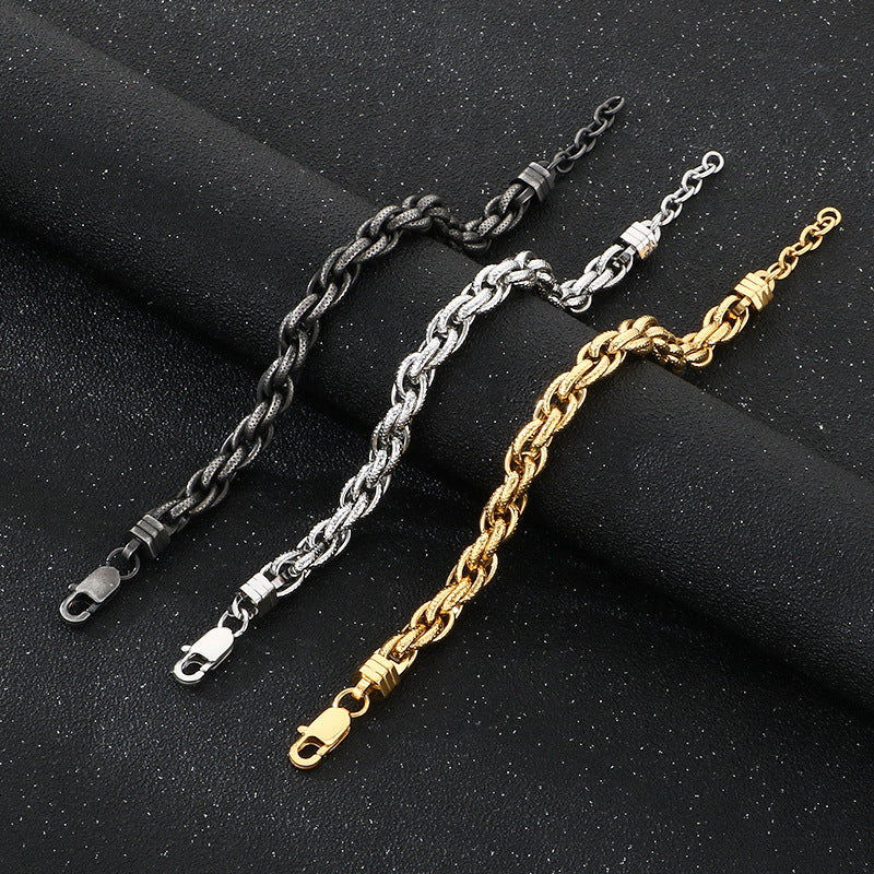 With Extension Chain Bracelet – Beating Pattern Handmade Twist Chain Men's Stainless