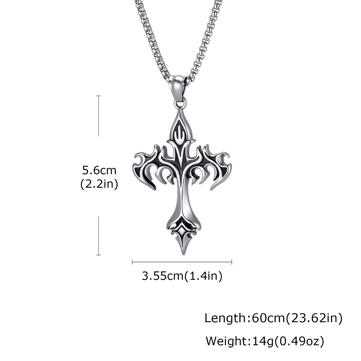 Street Necklace Street Hip Hop Punk Unisex Stainless Steel Flame Cross Pendant
