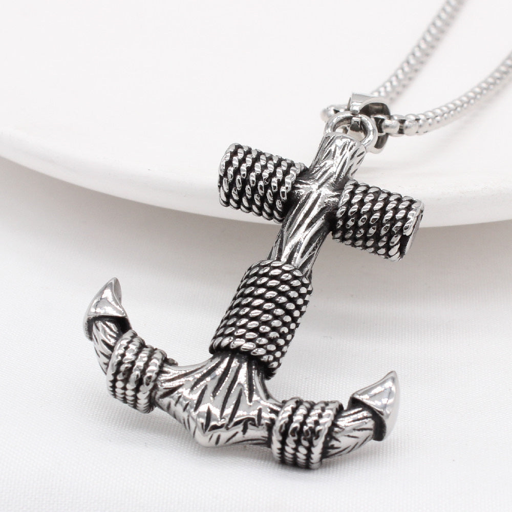 Navy Anchor Pendant Necklace Titanium Steel For Men Unisex Durable Protection Statement By Planderful Everyday Genie