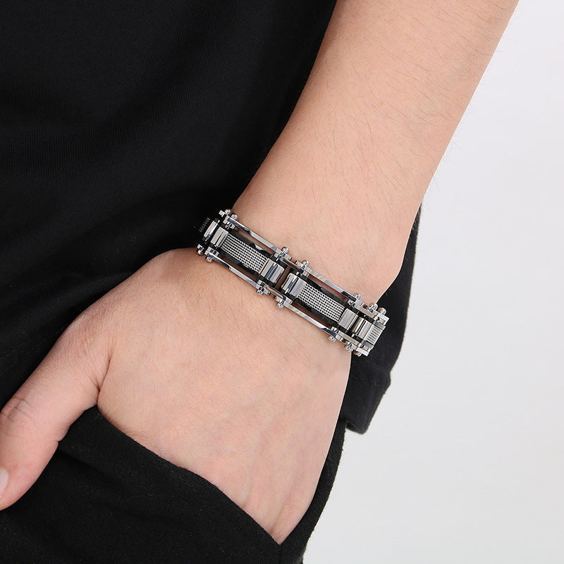 Planderful Mens Tri Color Stainless Steel Bracelet For Men