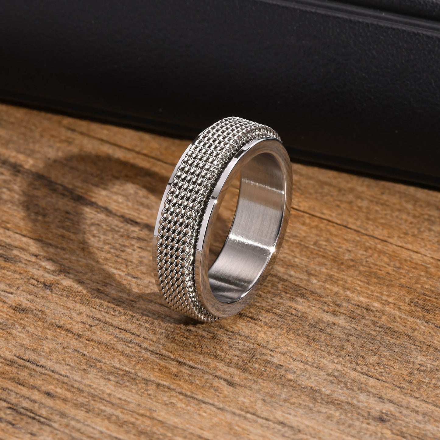 Men's Titanium Steel Ring Stainless Steel Mesh Rotary Ring