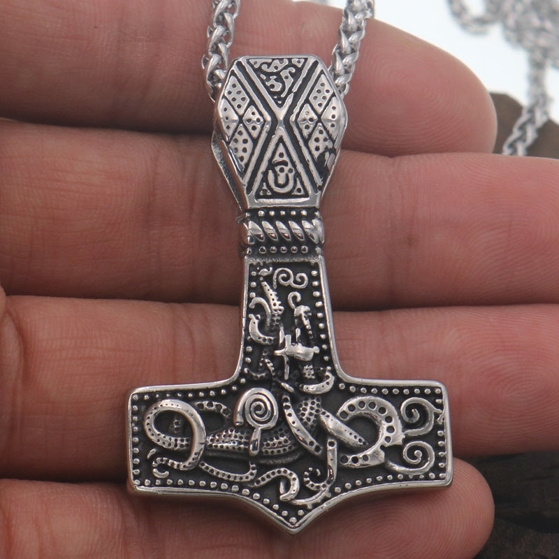 Mystical Norse Legacy Titanium Steel Dragon Necklace for Men