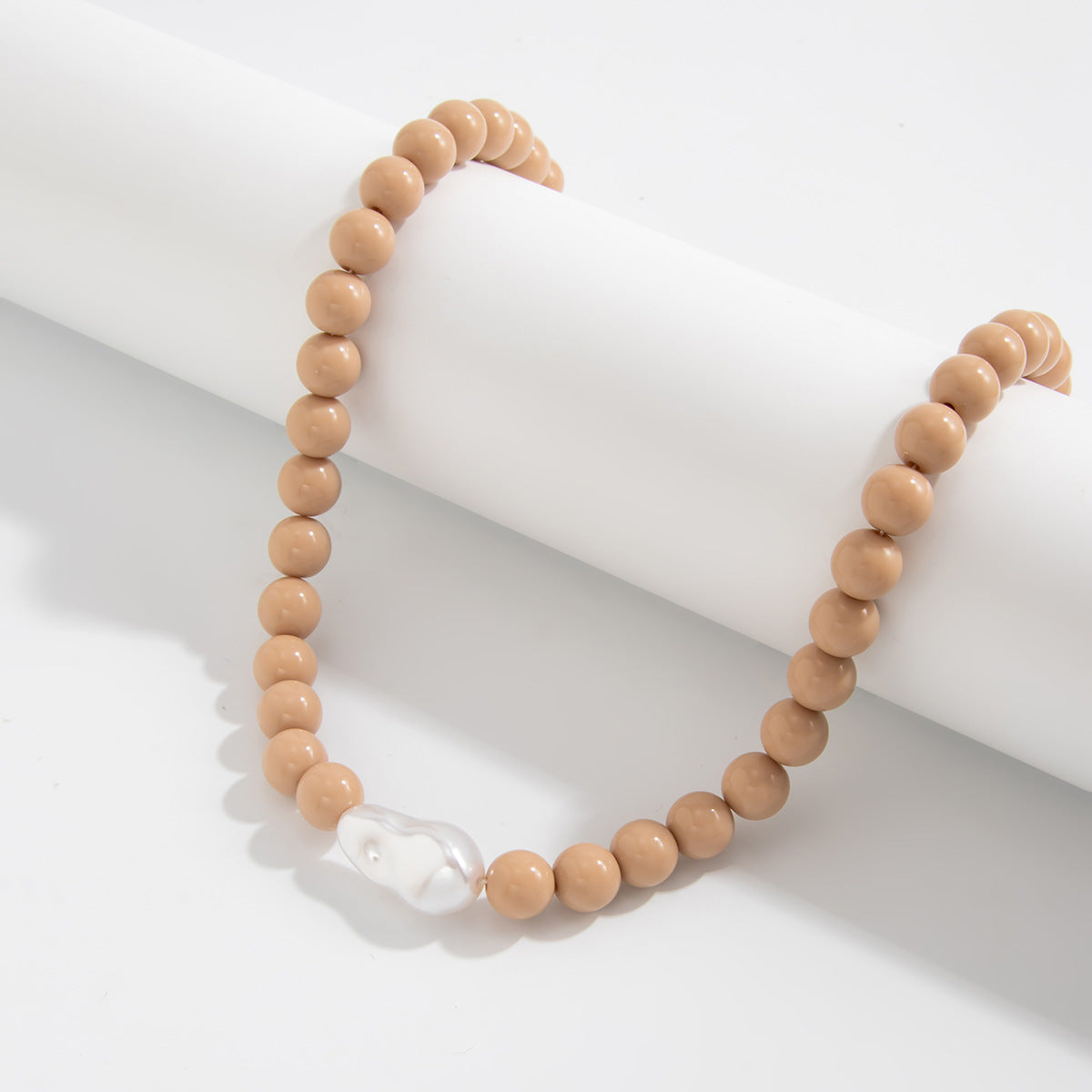 Colored Round Beads Pearl Necklace Dopamine Beaded Holiday Wind Necklace