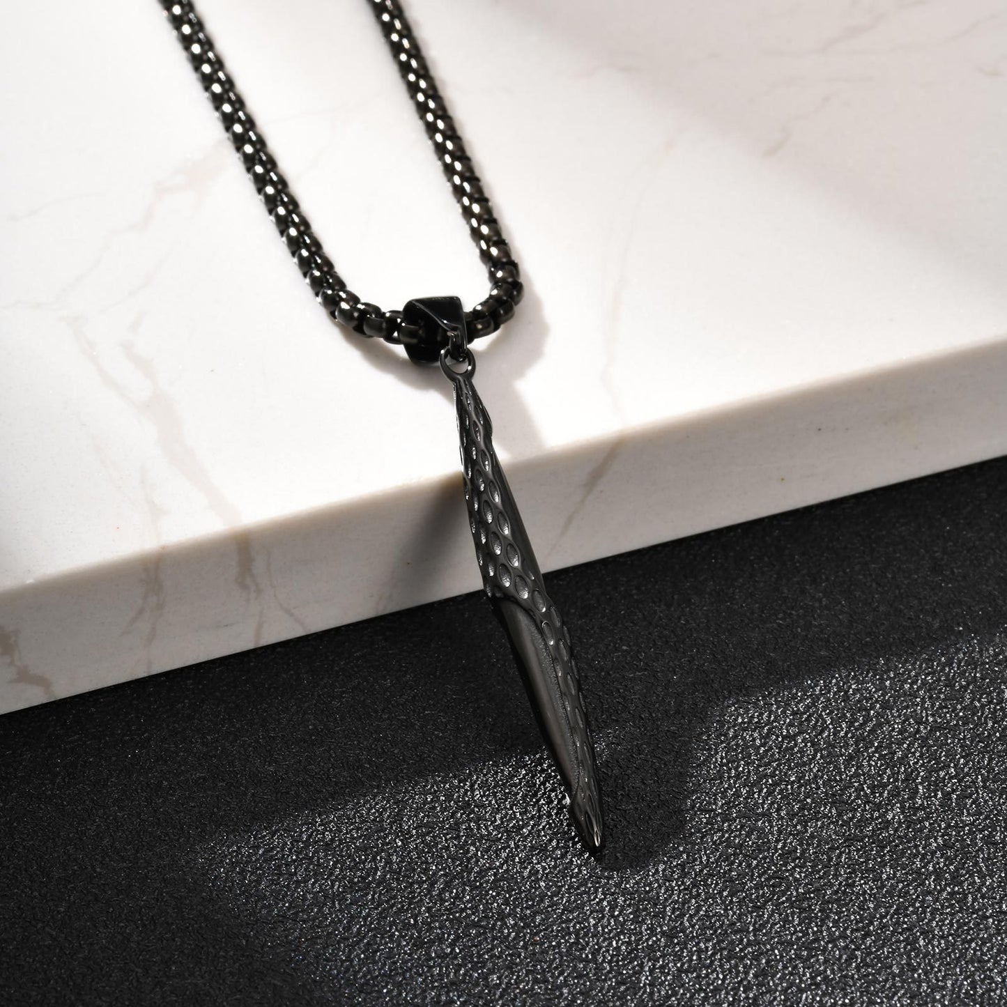 Planderful Black Stainless Steel Hammer Strip Pendant For Men