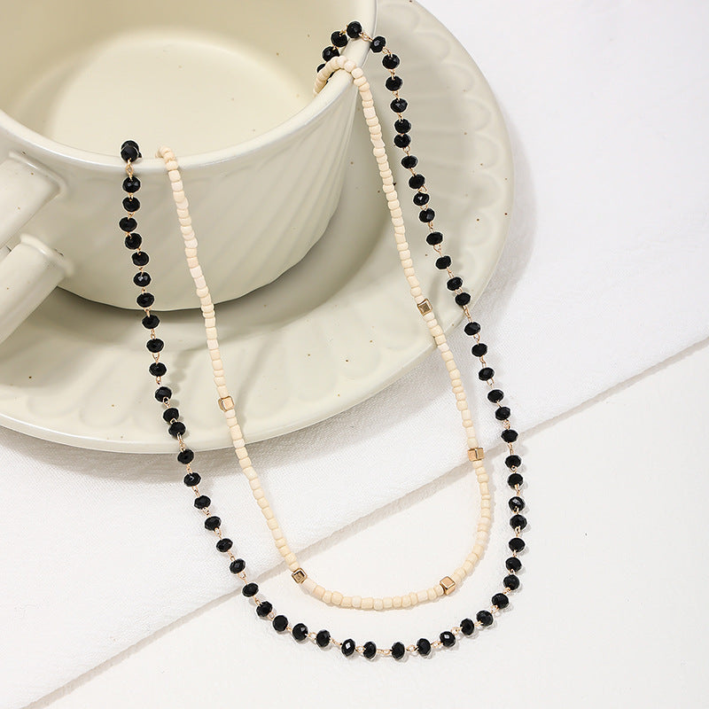 Elegant Glass Beaded Clavicle Chain Necklace - Vienna Verve Collection