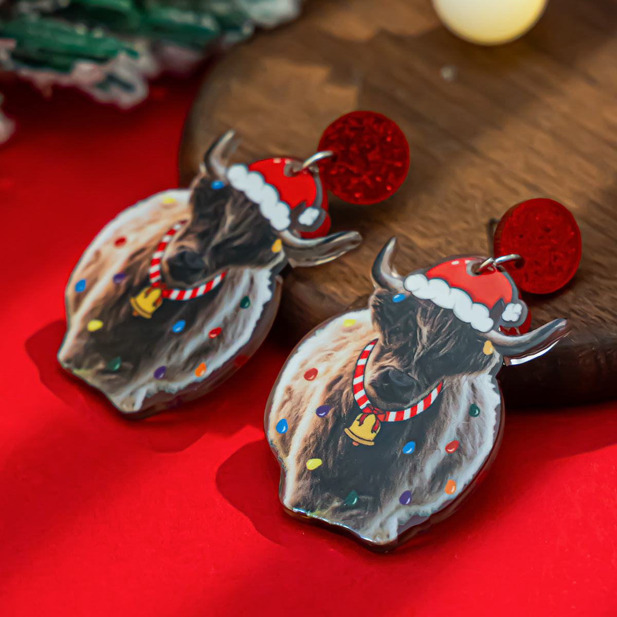 Planderful Vienna Verve Christmas Earrings Fringed Pendant For Women Elk Tree Design Statement
