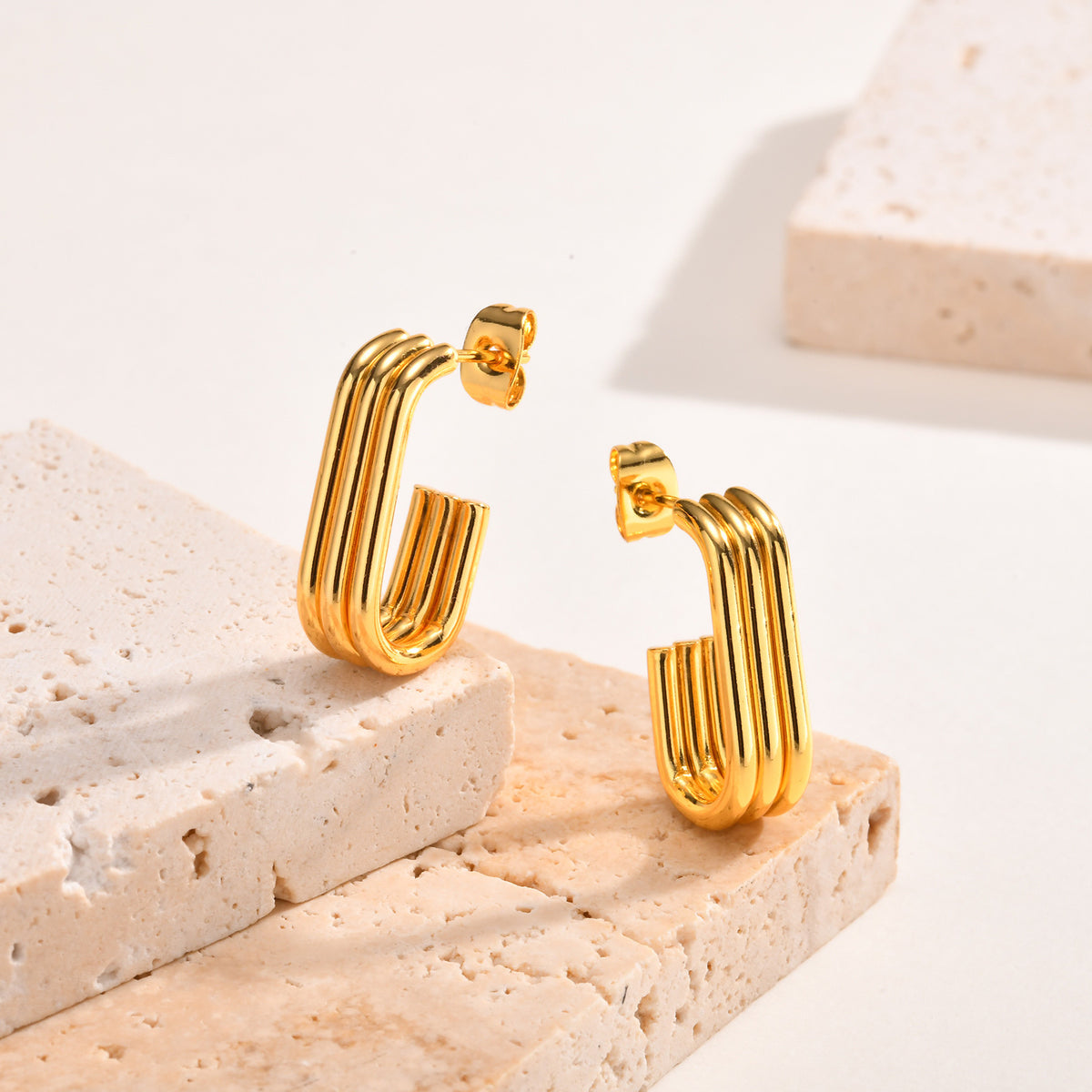 Modern Gold-Tone Stainless Steel Earrings