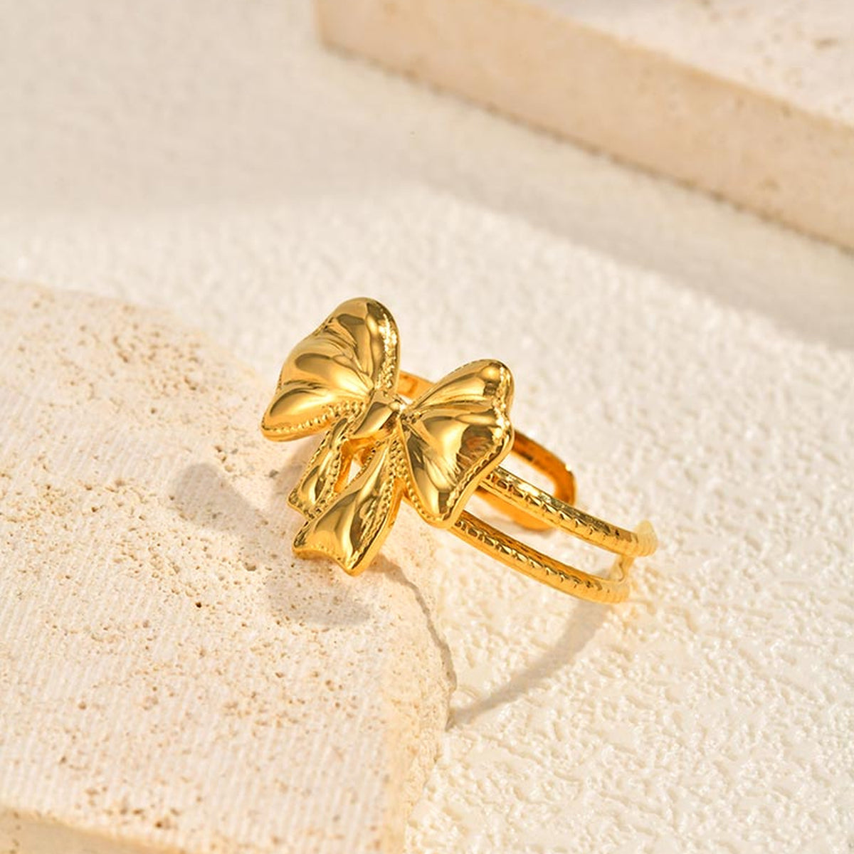 Stainless Steel Cold Wind – Butterfly Heart-Shaped Open Ring