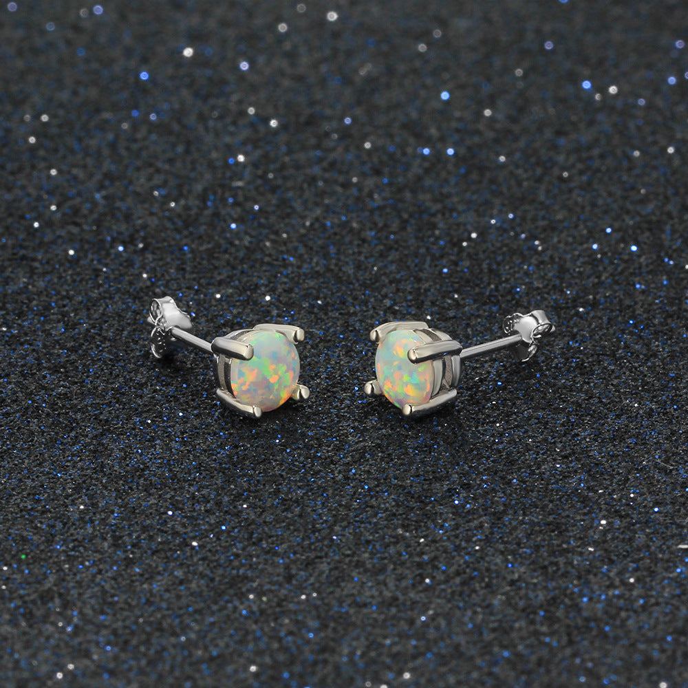 Planderful Jewelry Opal Stud Earrings In Sterling Silver 6mm Everyday Genie Style