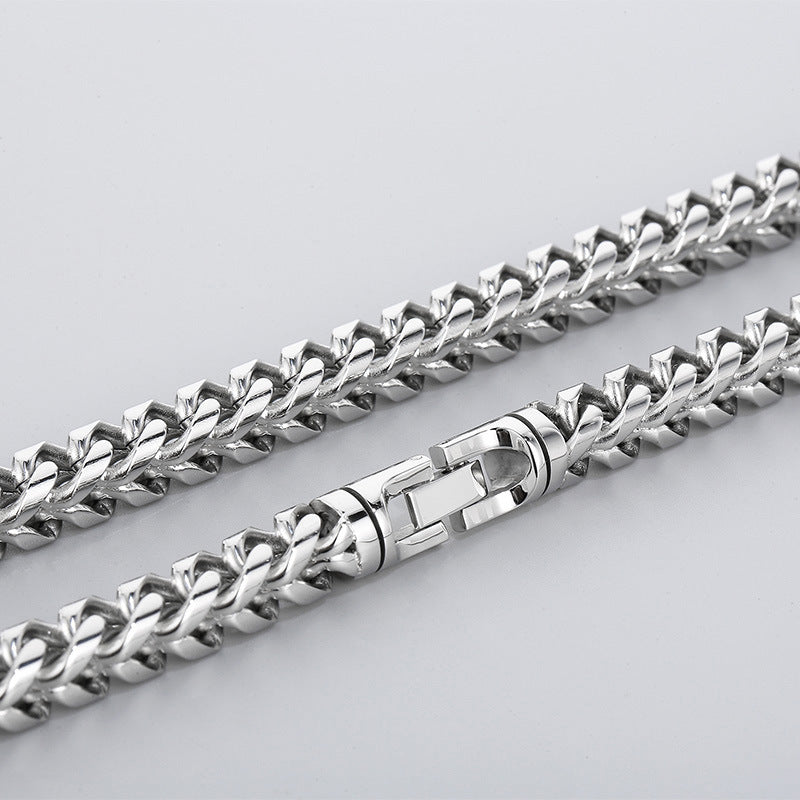 Hip-Hop Cool Round Grinding Three-Dimensional Necklace, Vacuum Electroplated Keel Chain Titanium Steel Men's