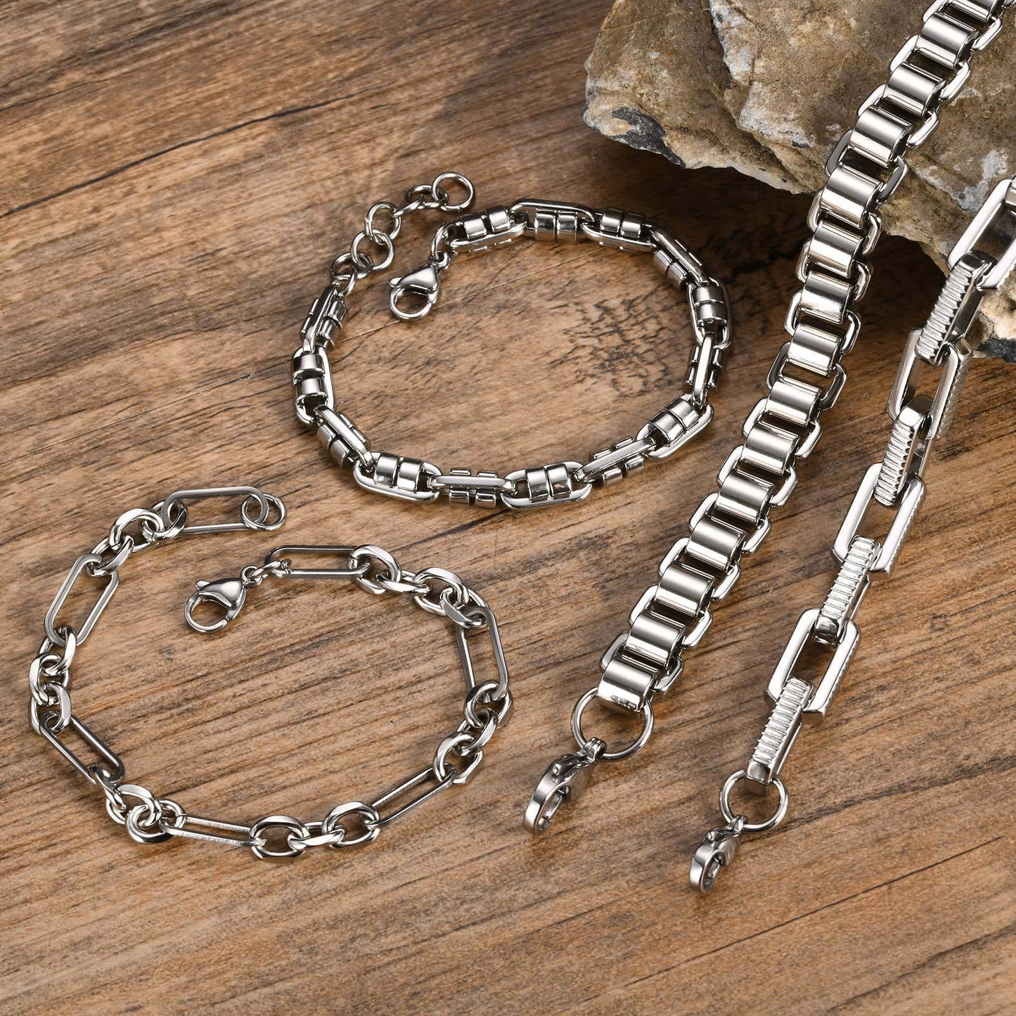 Planderful Mens Stainless Steel Bracelet Handmade For Men