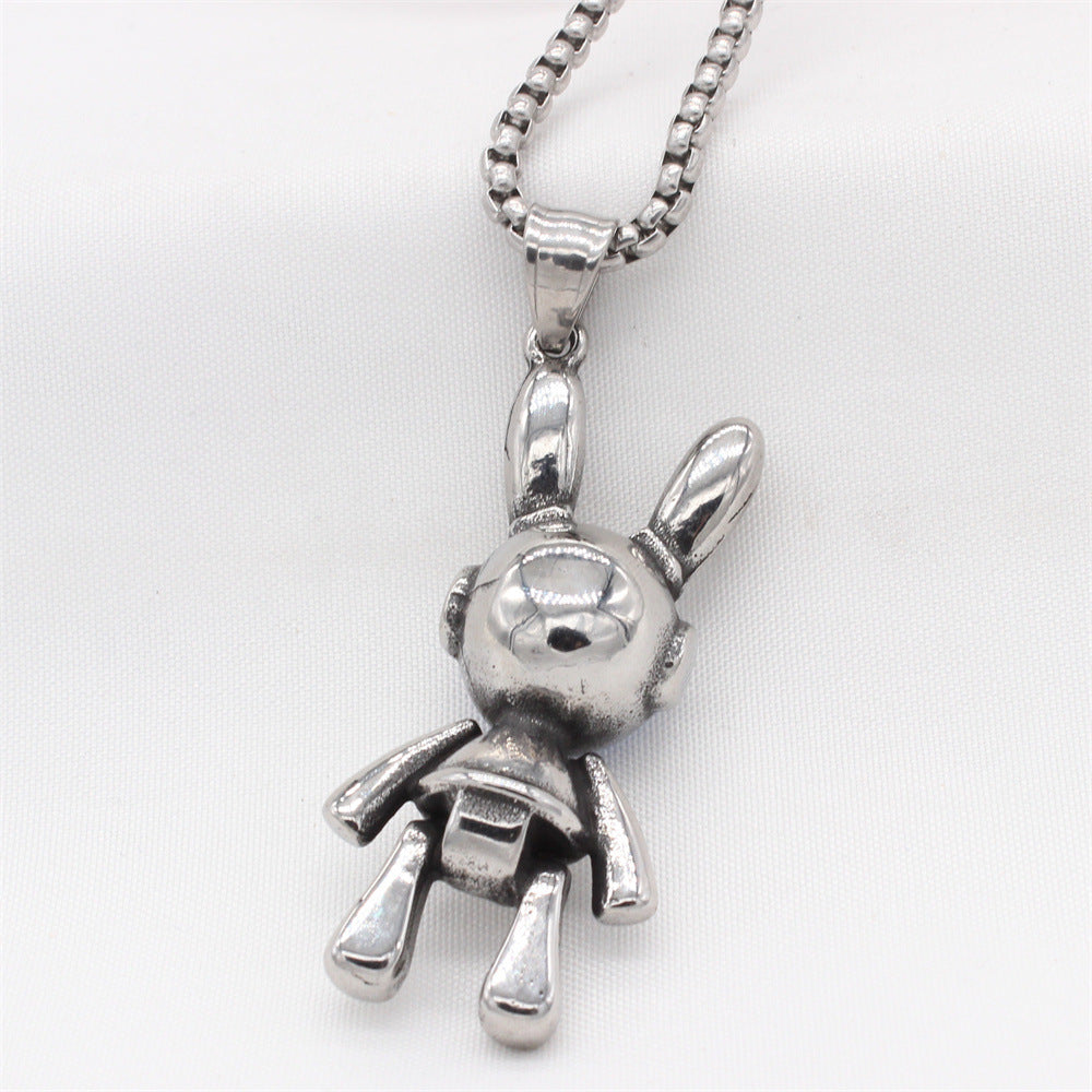 Planderful Everyday Genie – European and American Retro Rabbit Titanium Steel Pendant for Men