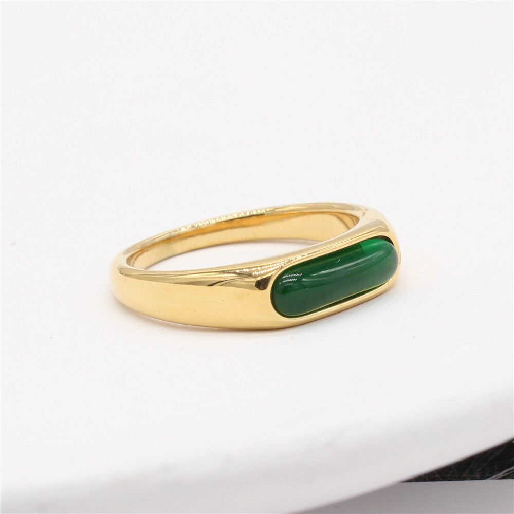 Planderful Titanium Steel Ring Gemstone Accented Unisex Elegant Everyday Accessory