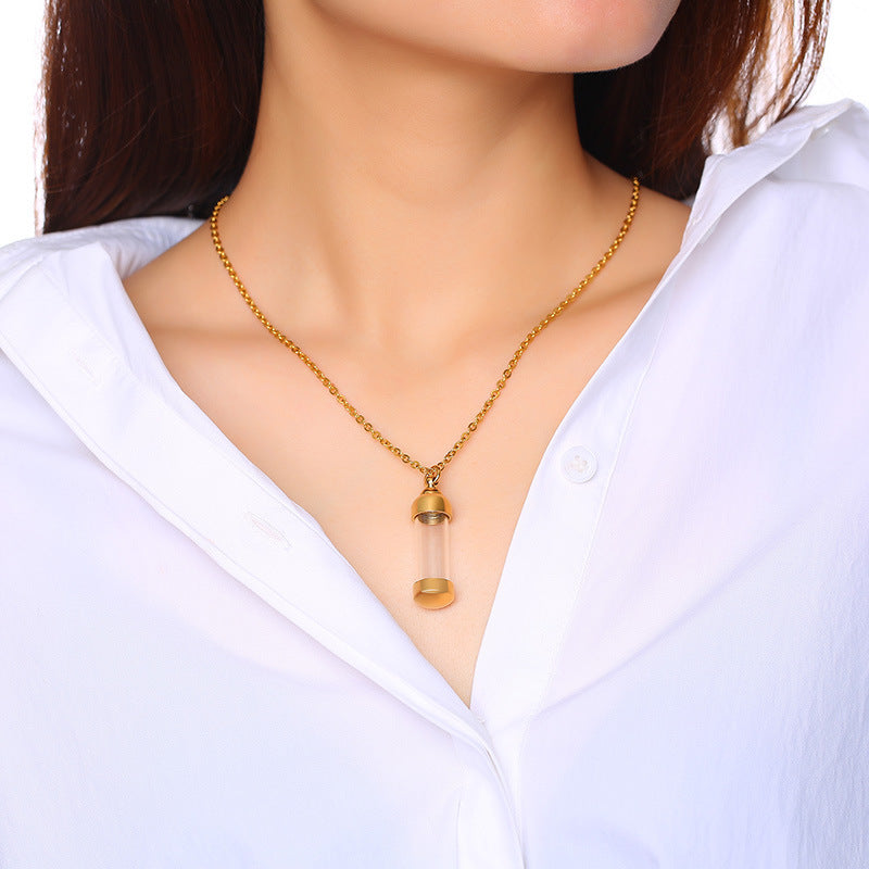 Stainless Steel Glass Pendant Perfume Bottle Jewelry Wholesale