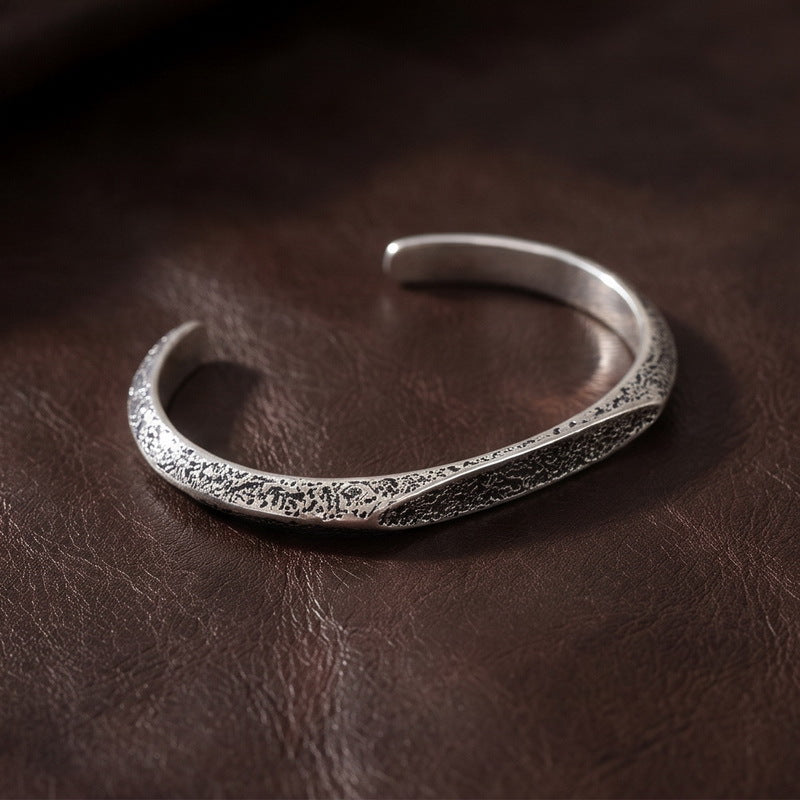 Punk Style Antique Winding Snake Thin Bracelet Goth Zircon Flower Stainless Steel Men's
