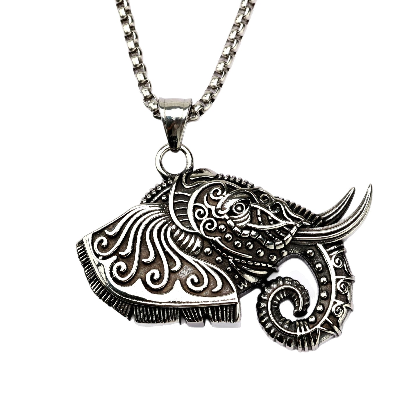 Stainless Steel Elephant Pendant Necklace For Men Retro Titanium Look Durable Trendy Everyday Jewelry By Planderful Shop