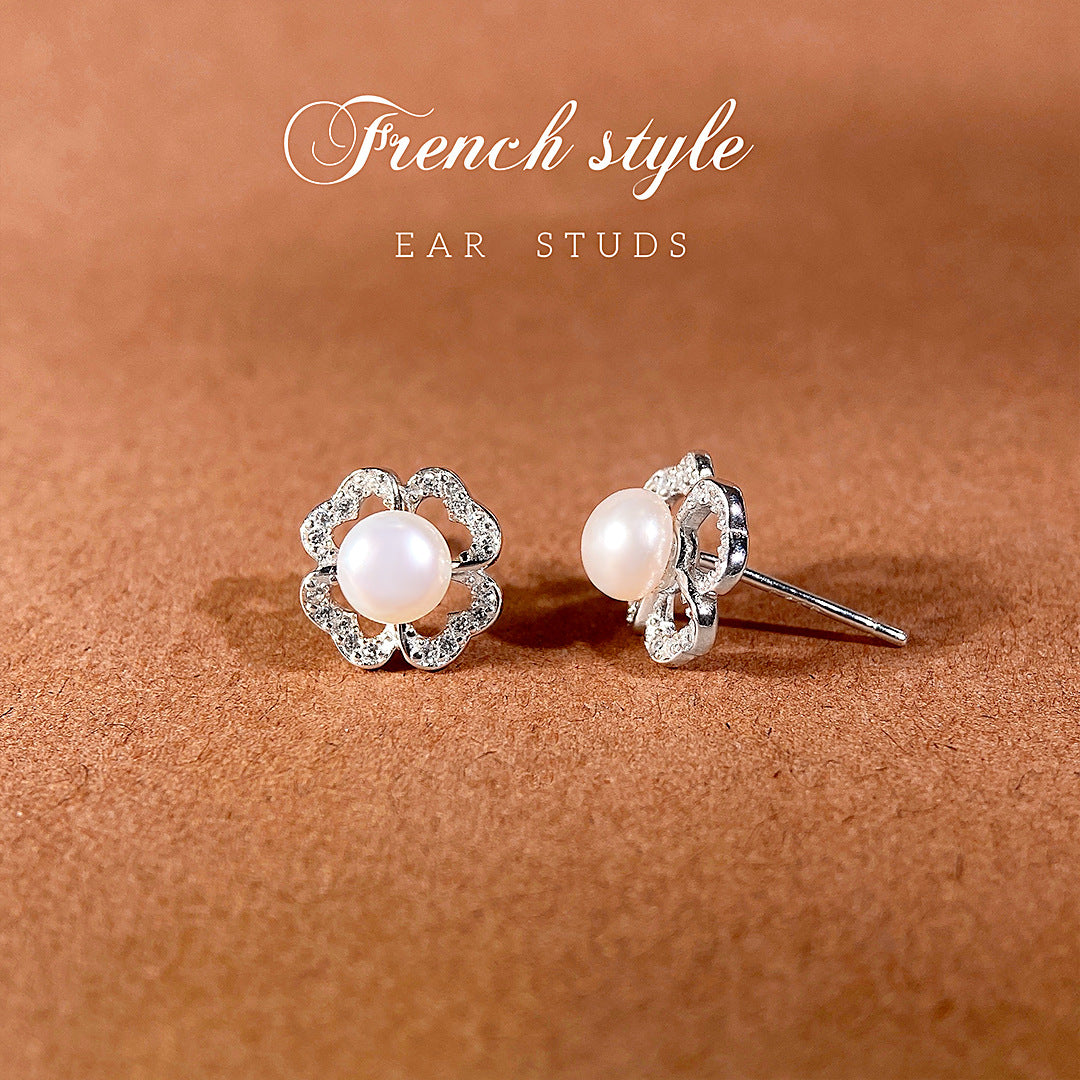 Clover Pearl 925 Sterling Silver Women's Earrings