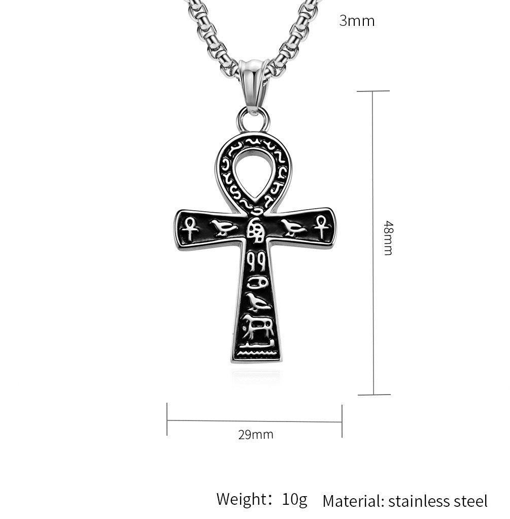 Planderful Ankh Cross Pendant Necklace For Men Ancient Egyptian Symbol Durable Stainless Steel Titanium