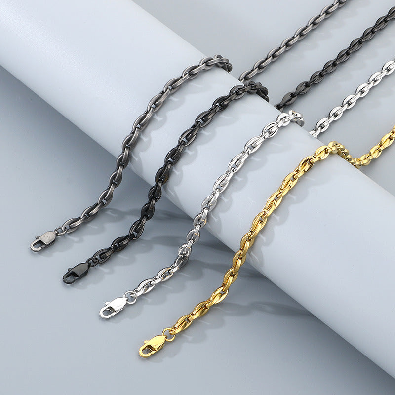 Personalized Stainless Steel Bracelet And Necklace Set Men