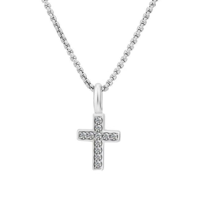Planderful Jewelry Zircon Cross Necklace Stainless Steel Necklace Elegant Everyday Jewelry