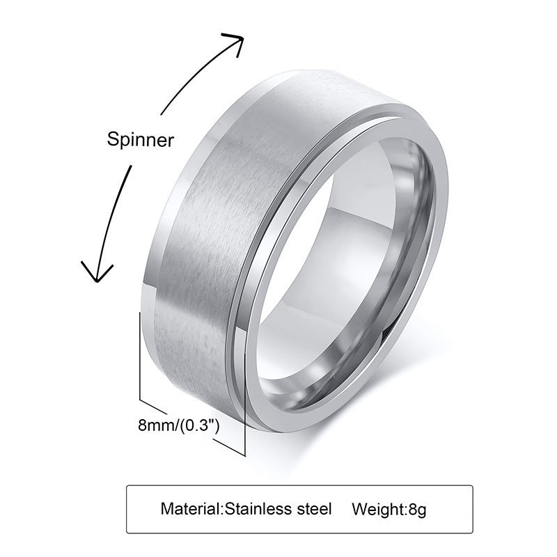 European And American Index Finger Joint Stainless Steel Rotary Decompression Ring Wholesale For Men