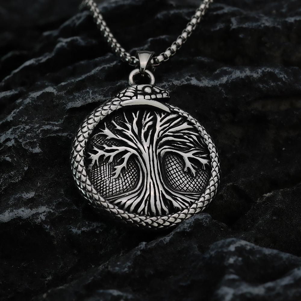 Nordic Retro Stainless Steel Men's Pendant Tree of Life Necklace
