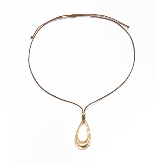 Hollow Teardrop Geometric Necklace