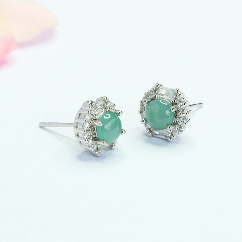 Blue-Water Jadeite Sunlit Stud Earrings
