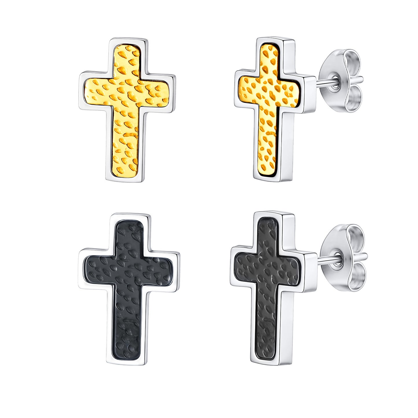Planderful Men's Stainless Steel Hammer Cross Earrings