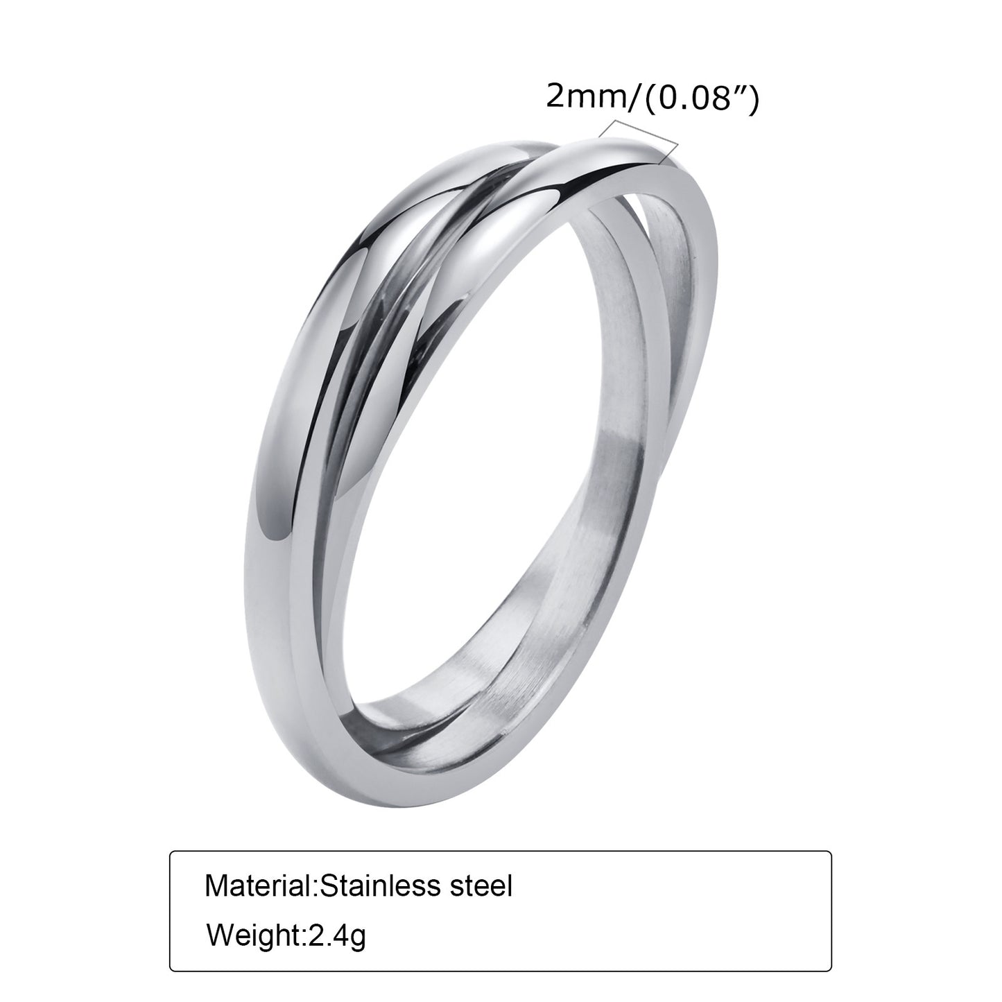 European And American Jewelry Three-In-One Plain Fashion Ring