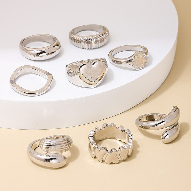 Heart Textured Metal Ring Set from Vienna Verve Collection