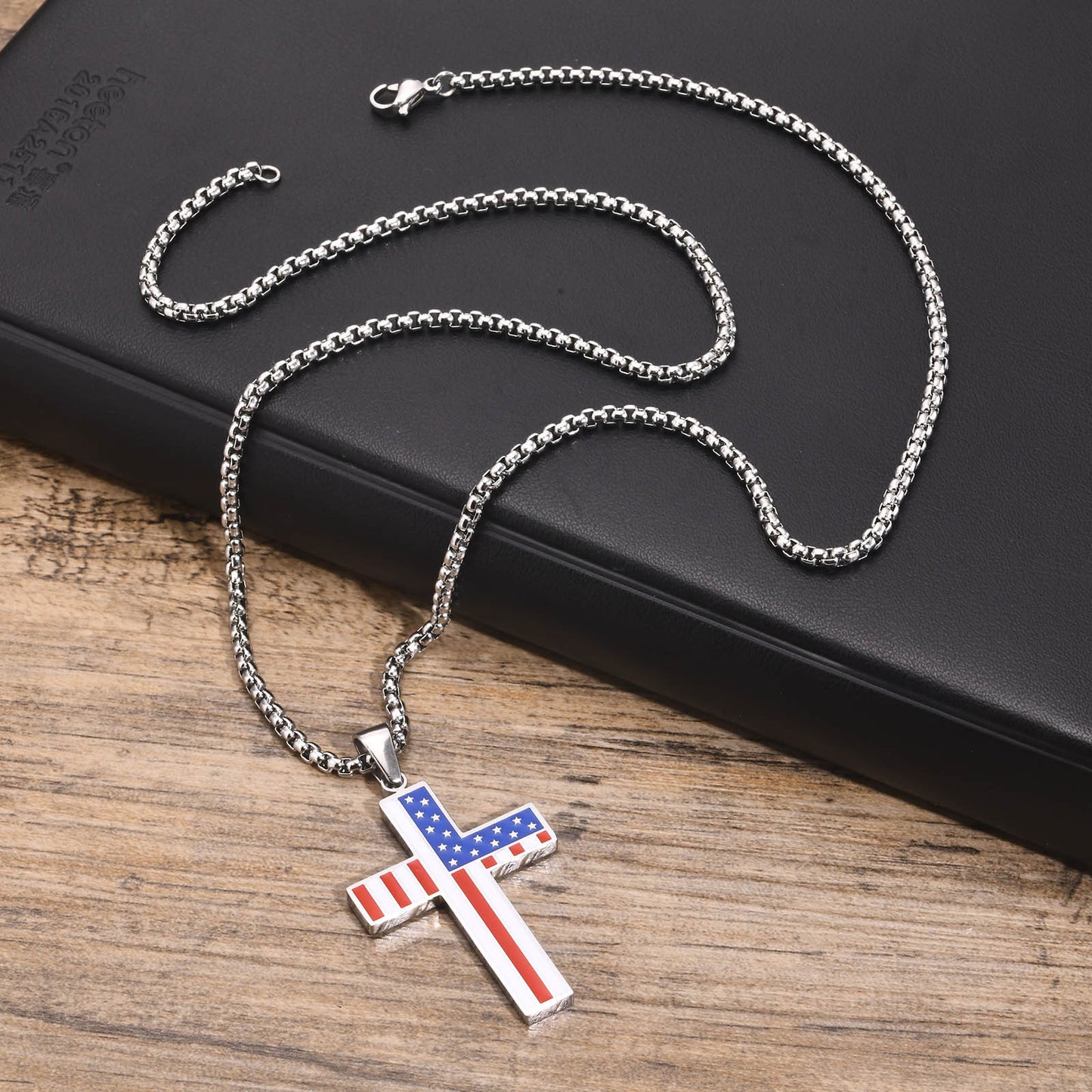 Stainless Steel Smooth Back Sand Corrosion Epoxy Cross Pendant