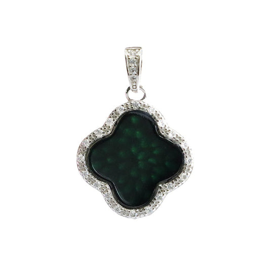 Sterling Silver Four-Leaf Clover Jade Necklace