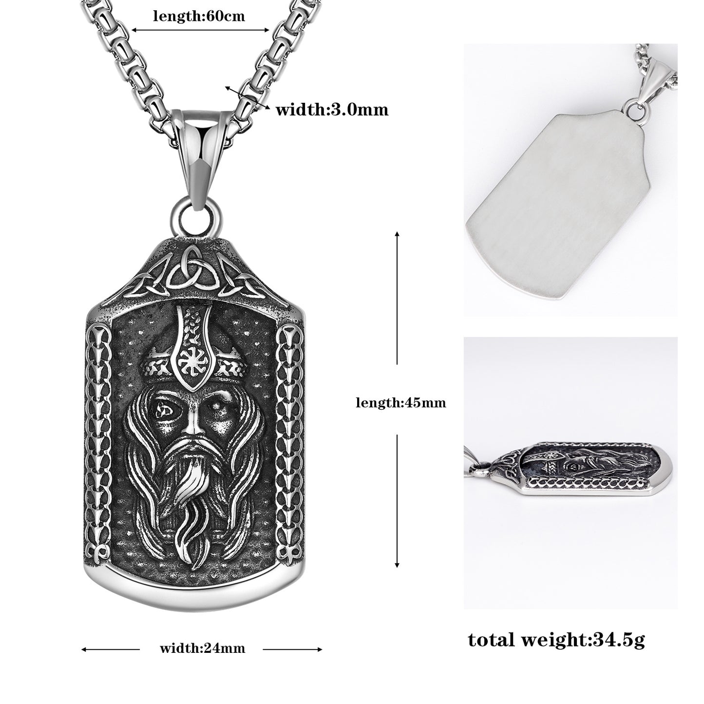 Stainless Steel Necklace – Minimalist Odin Logo Pendant