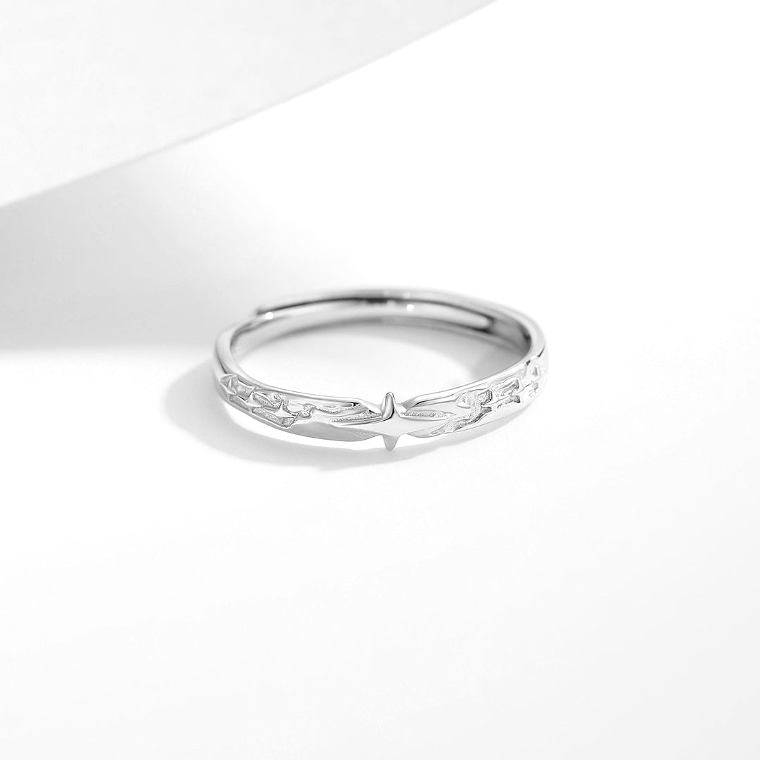 Planderful Sterling Silver S925 Tetragonal Star Ring For Women Adjustable Light Luxury Jewelry For Girlfriends