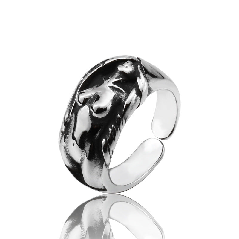 Titanium Steel Retro Open Ring for Men - Wholesale Stainless Steel Venus Muse Design