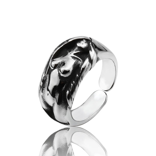 Titanium Steel Retro Open Ring for Men - Wholesale Stainless Steel Venus Muse Design