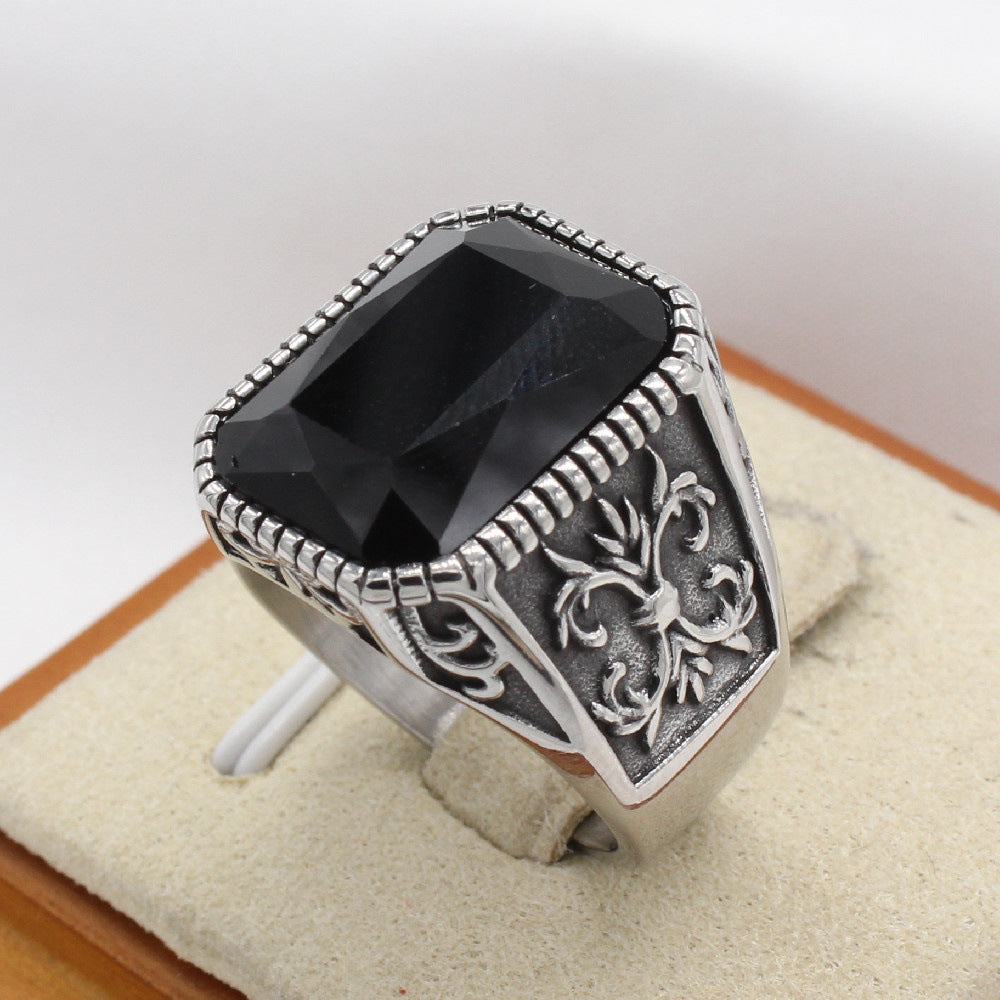 Planderful Everyday Genie Titanium Steel Ring For Men And Women Unisex Cross Gemstone Jewelry With Protection Symbol
