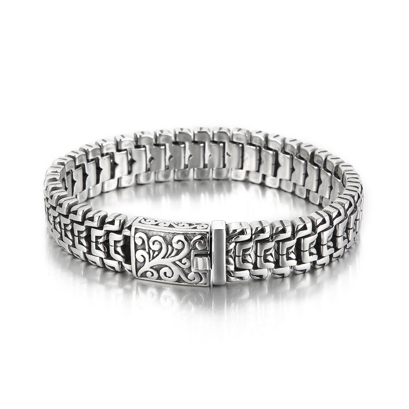 In Europe & The United States – Hip-Hop Flower Men's Titanium Steel Bracelet